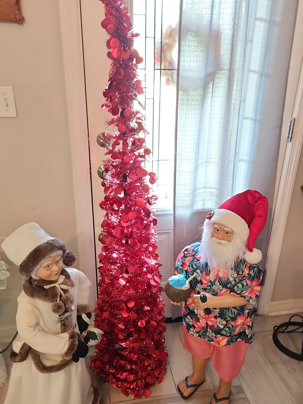 5FT RED TINSEL CHRISTMAS TREE
